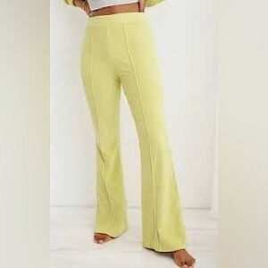 Pants Aerie Small Groovy Flare Women Rib Velour Pull On Stretch Green 60s Retro!